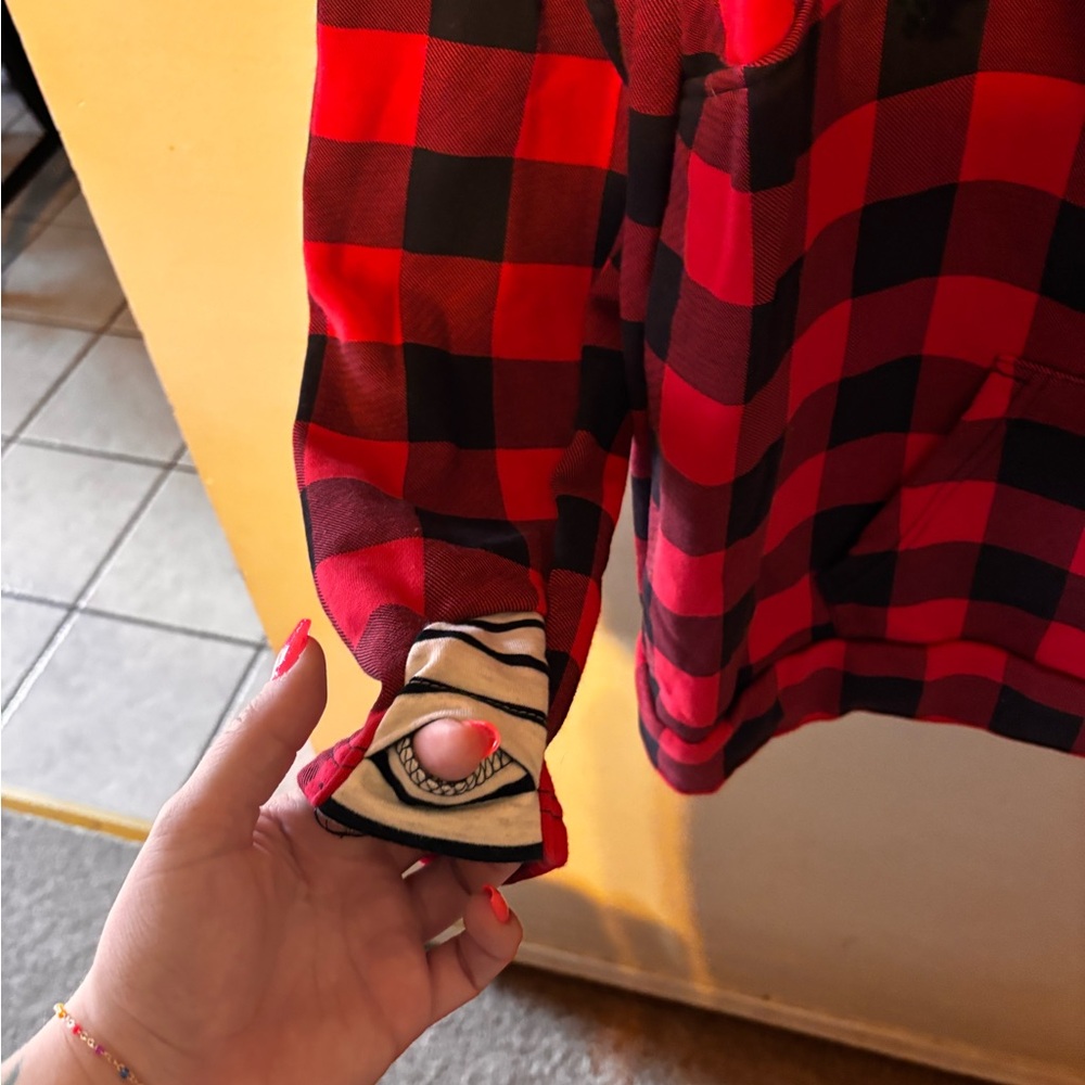 Michelle Mae Red and Black Plaid Hoodie - Picture 2 of 3